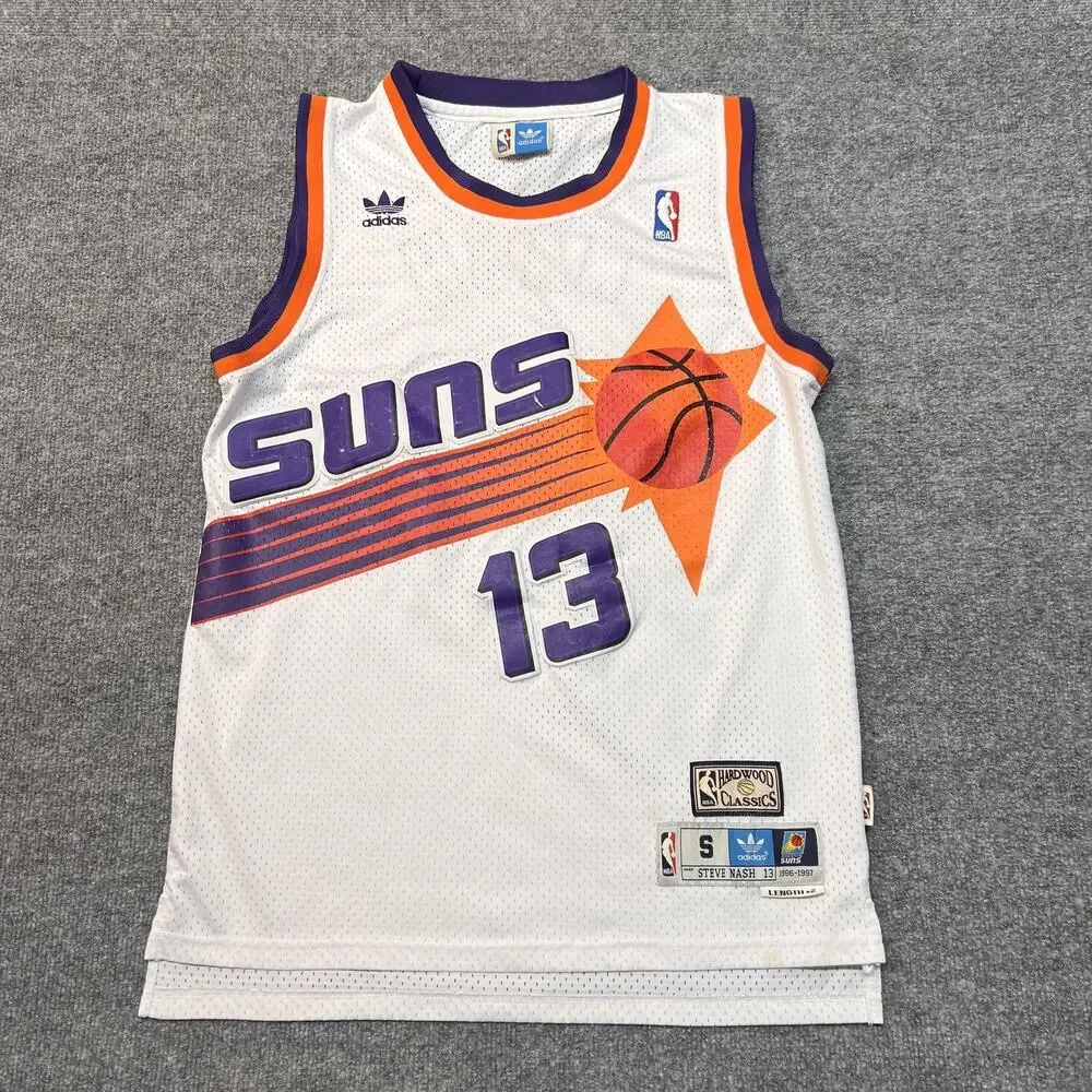 Phoenix Suns Jersey Mens S White NBA Steve Nash 13 Adidas Hardwood Classics